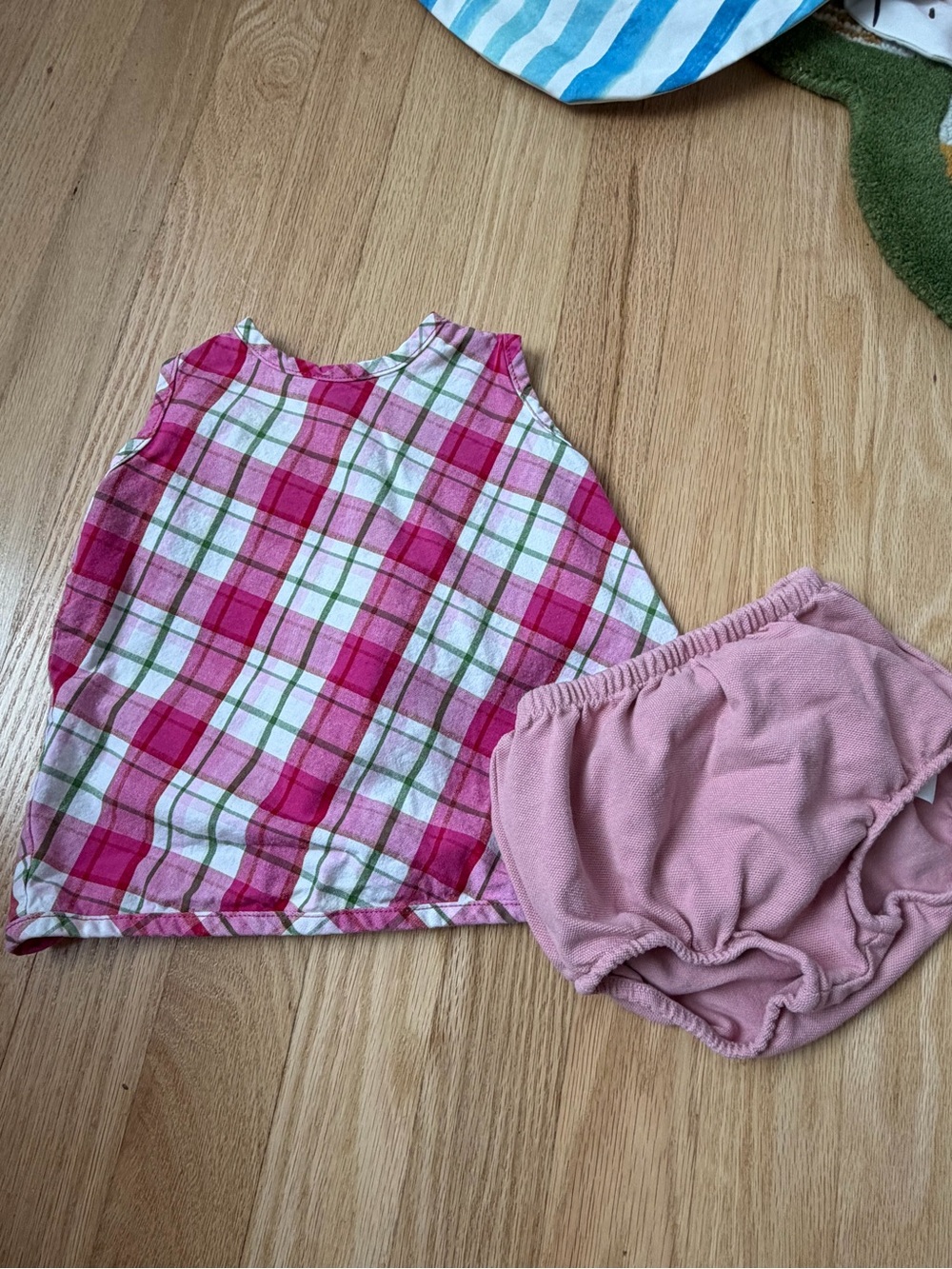 Vintage plaid Hanna andersson cotton pink shirt and bloomer set 60cm/3-6m